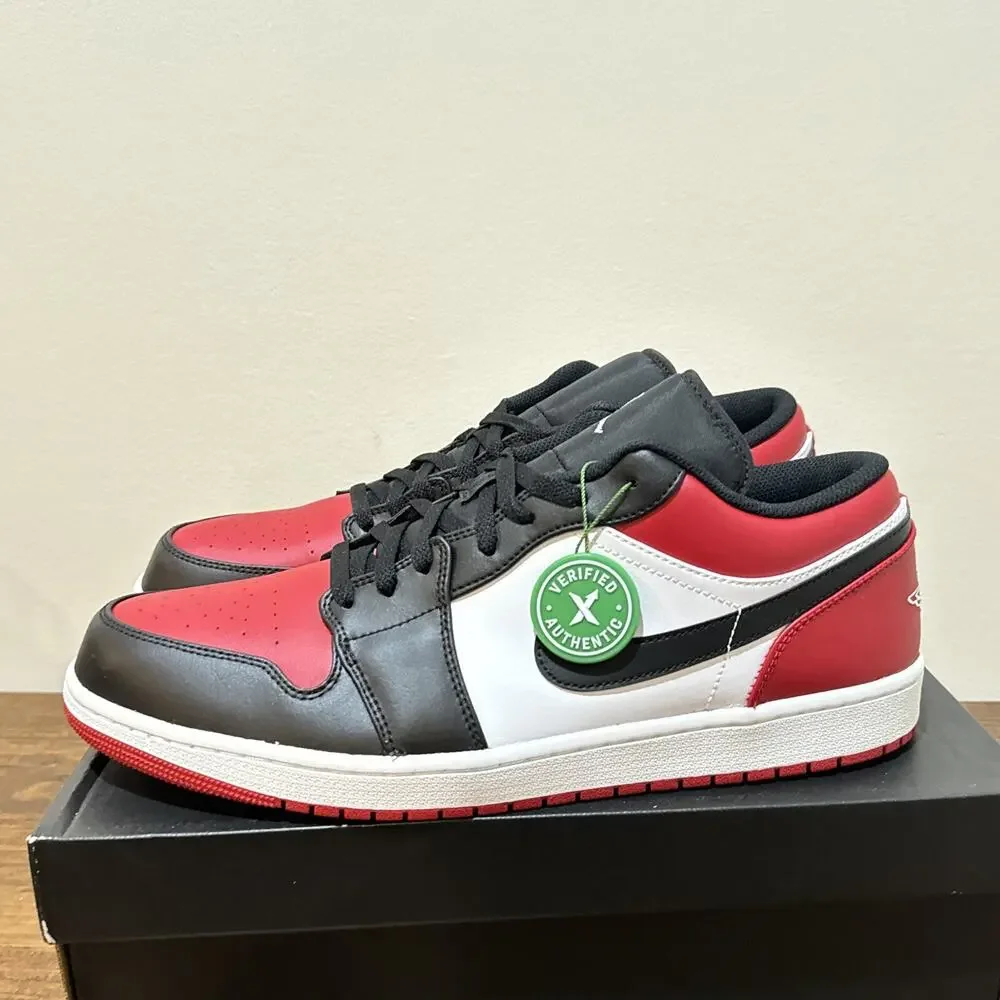 Nike Air Jordan 1 Low Bred Toe Size 15 Black Red Sneaker 553558-612 Chicago Bred